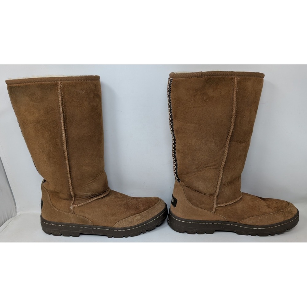 UGG Ultra Tall Revival Boots Women's Size 9 Suede Sheepskin Shearling Wool 52450